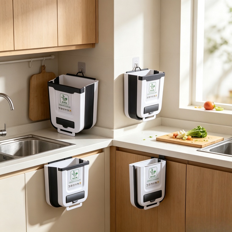 Commercial Kitchen Bin - Duvara Monte Edilebilir İnce Katlanabilir 10L